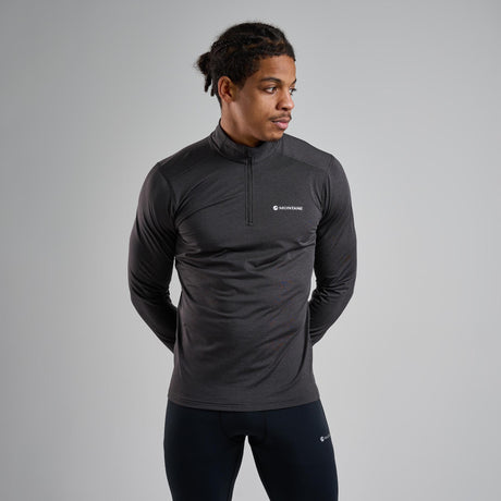Midnight Grey Montane Men's Dart XT Thermal Zip Neck Long Sleeved Top Front
