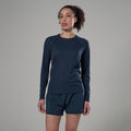 Eclipse Blue Montane Women's Dart Nano Long Sleeve T-Shirt Regular Fit Model Front
