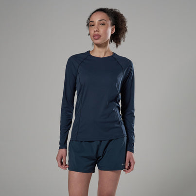 Eclipse Blue Montane Women's Dart Nano Long Sleeve T-Shirt Regular Fit Front FDNLRECL