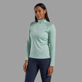 Sea Mist Montane Women's Dart Zip Neck T-Shirt Model Front