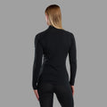 Black Montane Women's Malli Long Sleeve Zip Merino T-Shirt Model Back