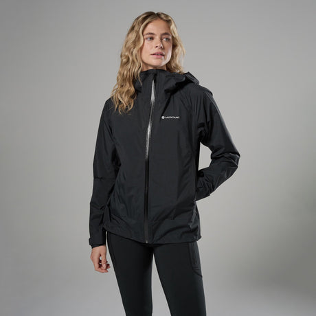 Black Montane Women's Norste Lite Waterproof Jacket Front FNLJABLA
