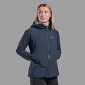 Eclipse Blue Montane Women's Tenacity Hooded Softshell Jacket Model 3