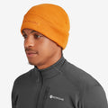 Mens Flame Orange Embroidered Beanie Model Left