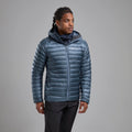 Stone Blue Montane Men's Anti-Freeze Hooded Down Jacket Model Front