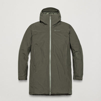 Moss Montane Men's Spirit Long Insulated Waterproof Jacket Front MSLIJMOS
