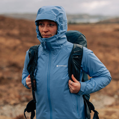 Cornflower Montane Women's Cetus Lite Waterproof Jacket Front